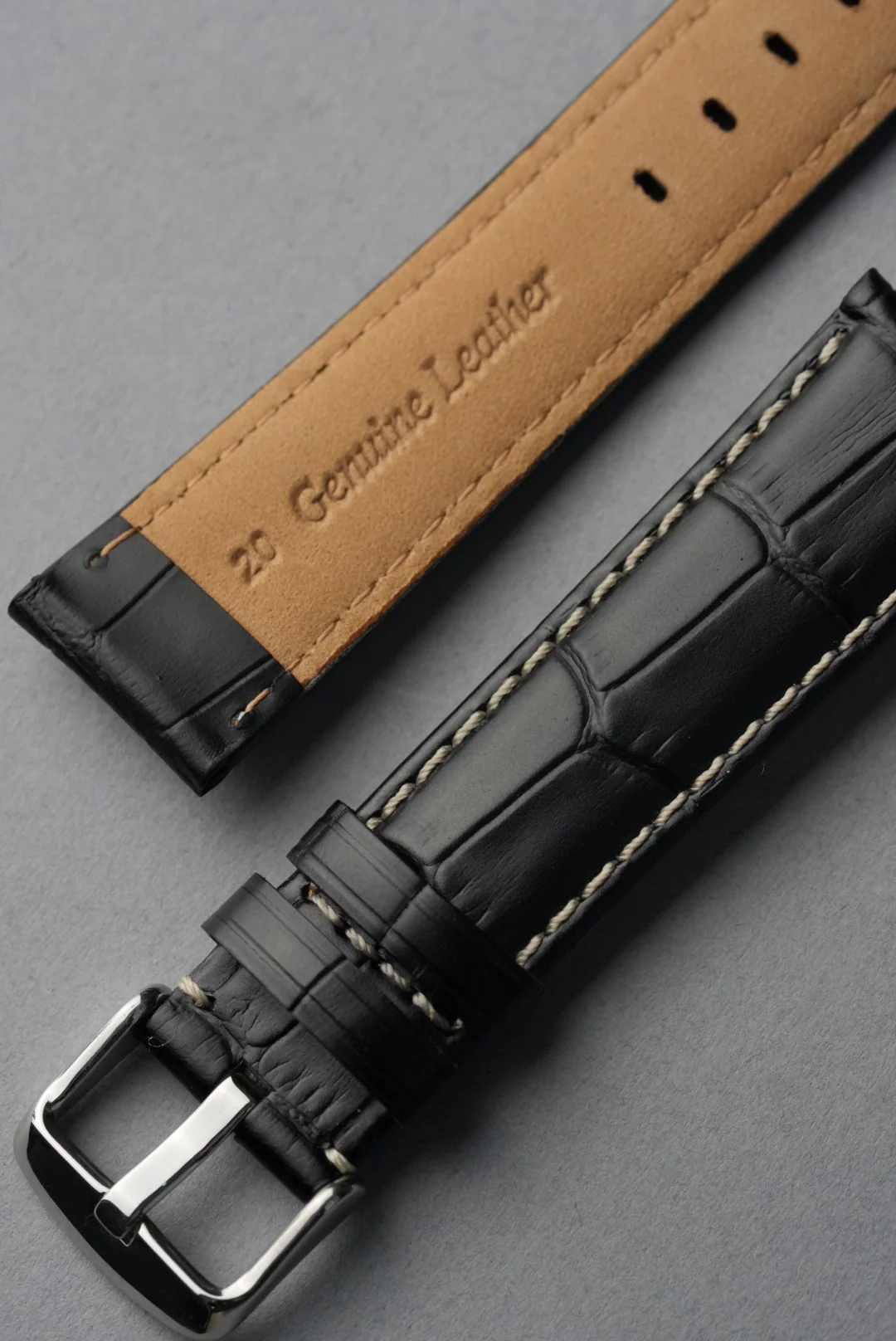 MoonSwatch 1965 Embossed Leather Strap — Black - Image 8