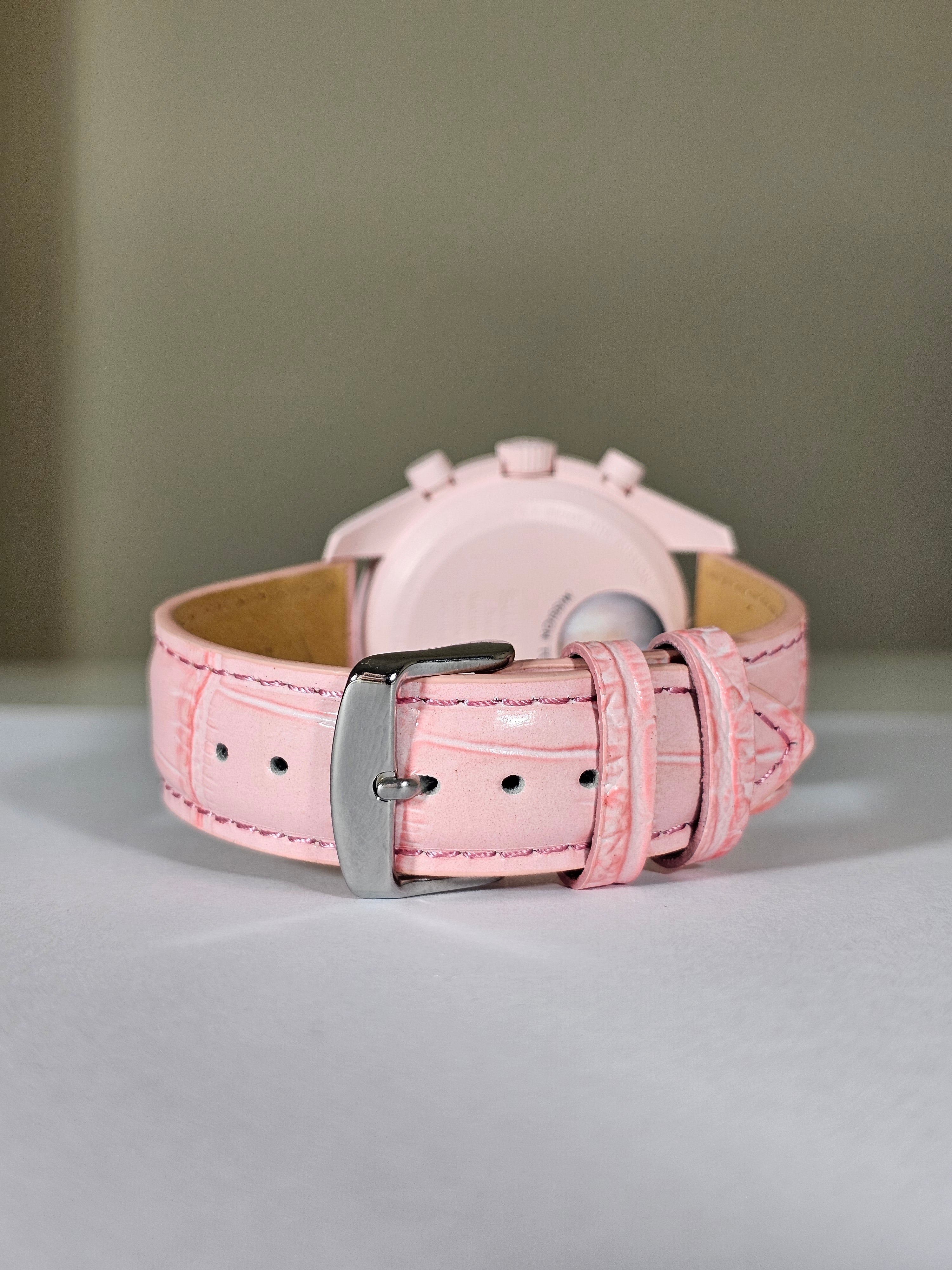 MoonSwatch Mission to Venus Embossed Leather Strap – Pink - Image 3