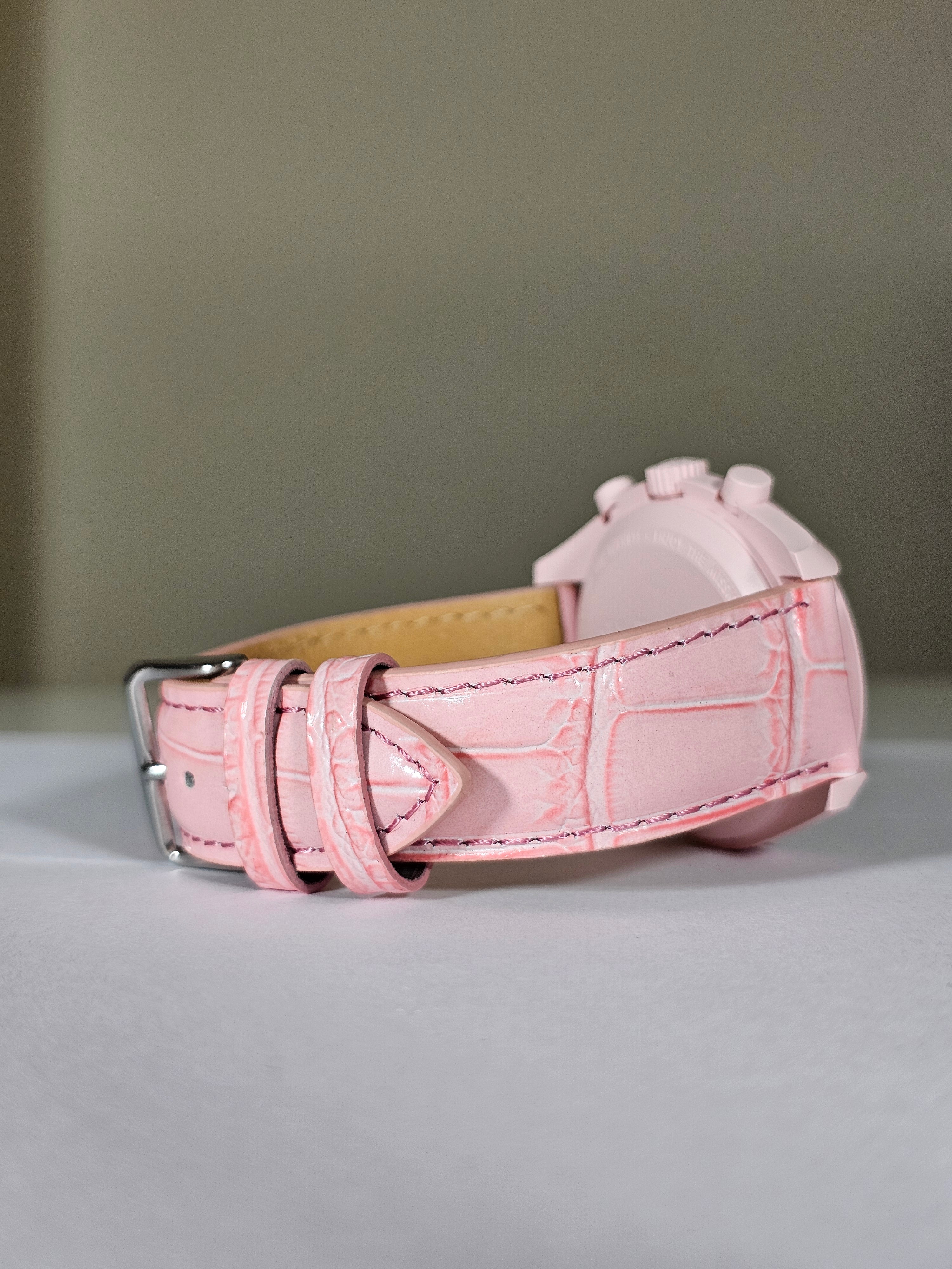MoonSwatch Mission to Venus Embossed Leather Strap – Pink - Image 5