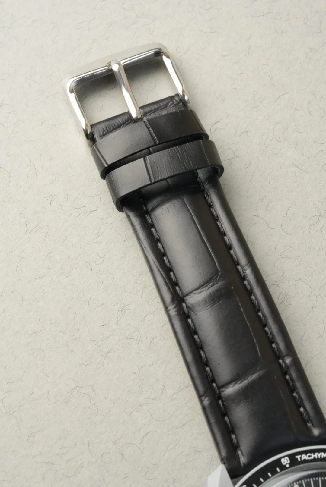 MoonSwatch Moon Embossed Leather Strap — Black - Image 6