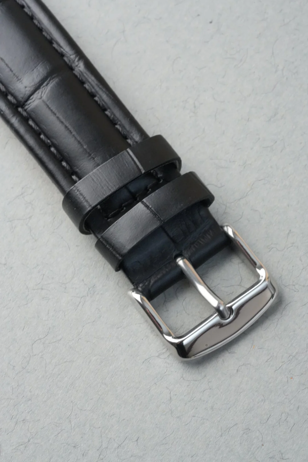 MoonSwatch Moon Embossed Leather Strap — Black - Image 7
