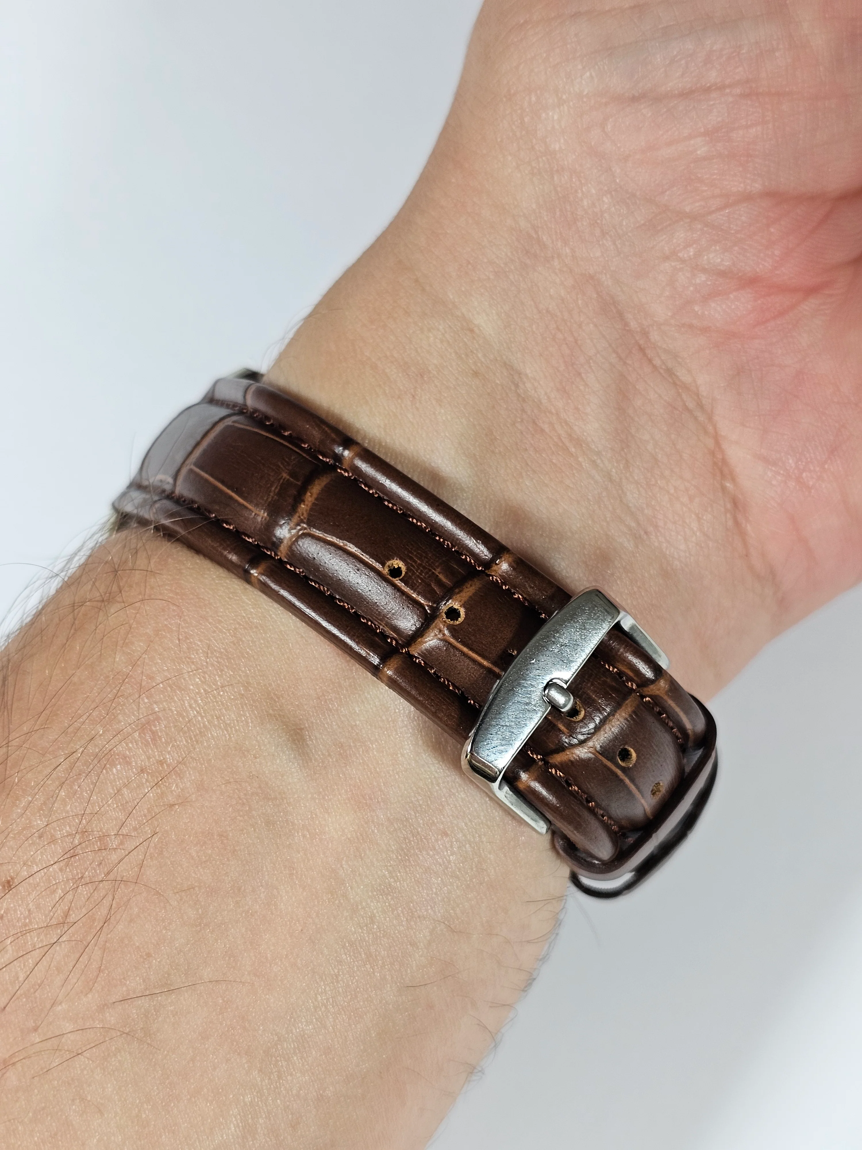 MoonSwatch Saturn Embossed Leather Strap — Brown - Image 10