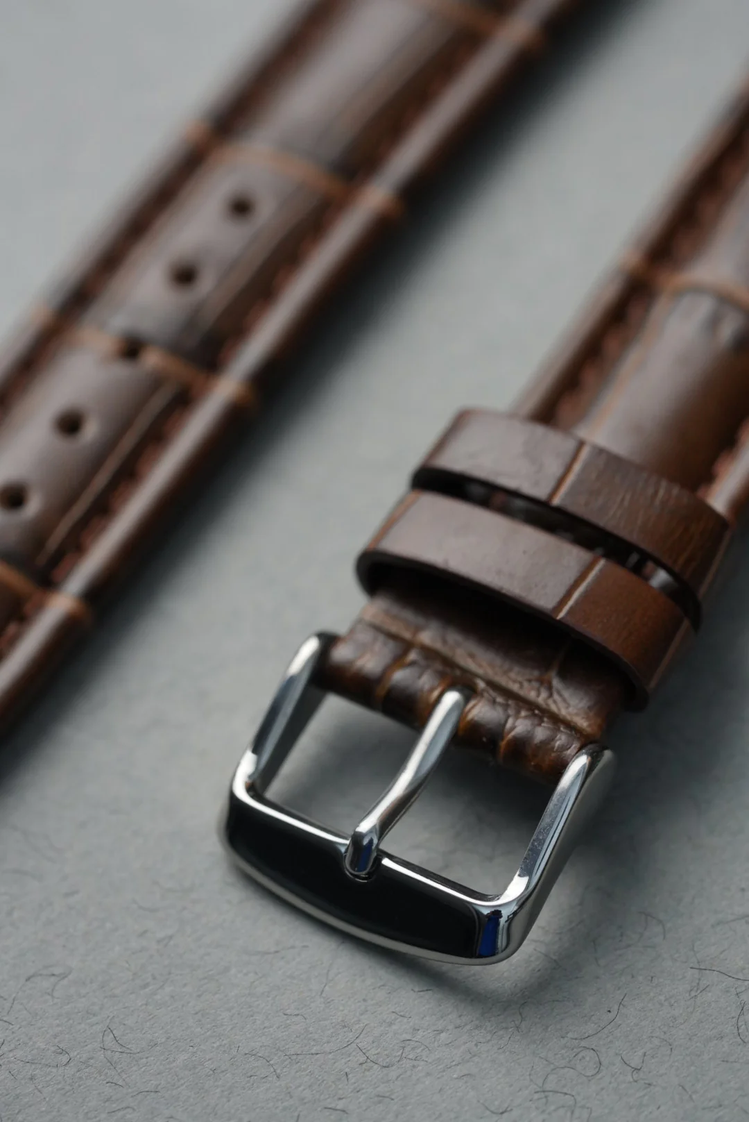 MoonSwatch Saturn Embossed Leather Strap — Brown - Image 14