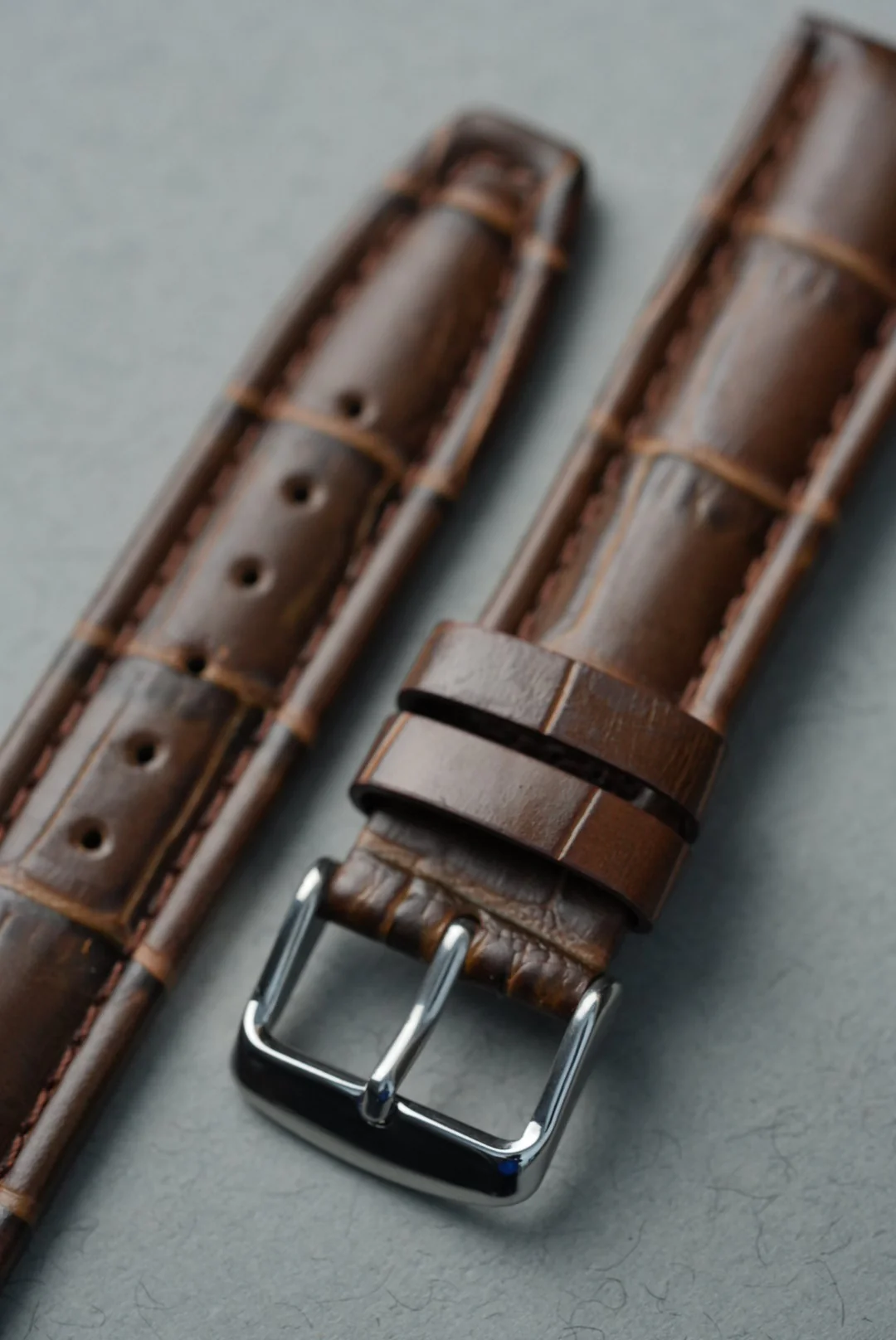 MoonSwatch Saturn Embossed Leather Strap — Brown - Image 15
