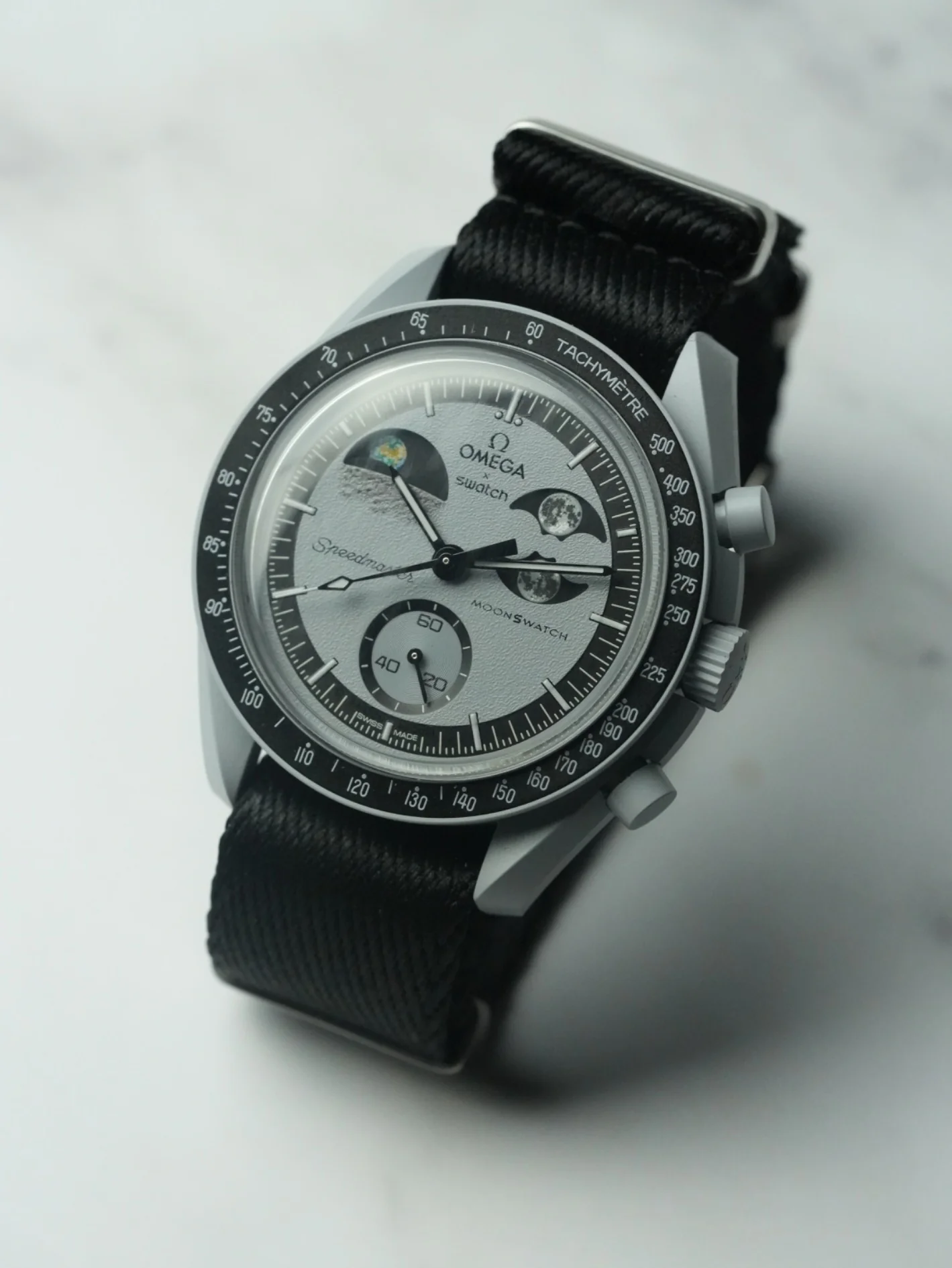 Military Fabric Strap for Omega x Swatch MoonSwatch – Mission to EarthPhase – Black - Image 3