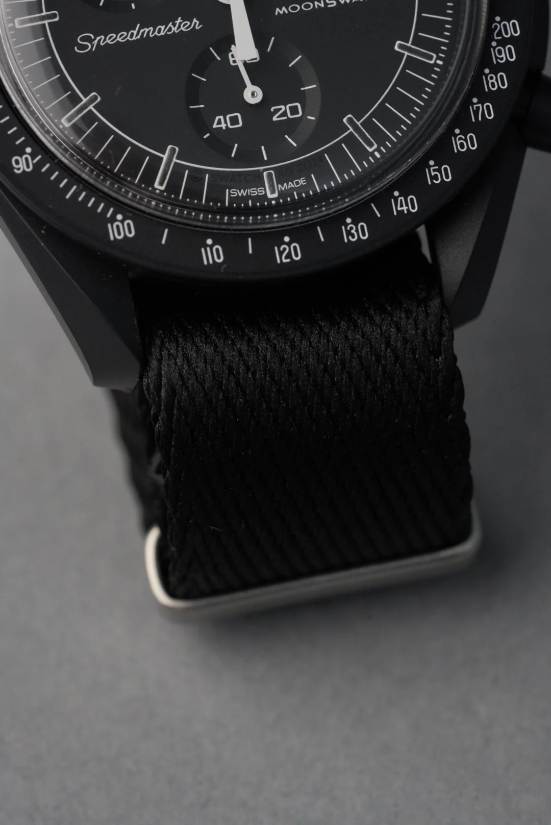 MoonSwatch Mercury Military Fabric Strap – Black - Image 3