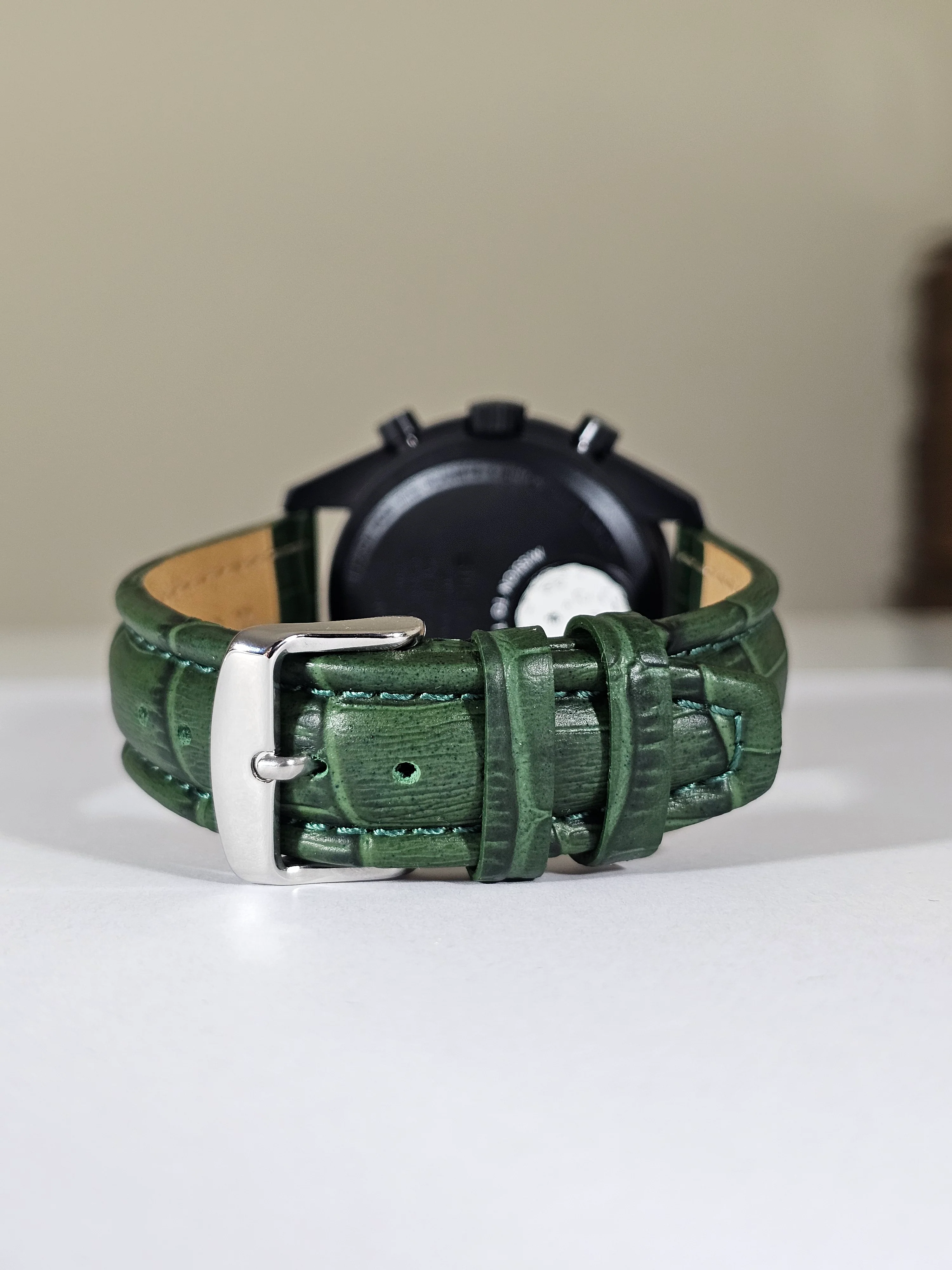 MoonSwatch Embossed Leather Strap — Racing Green - Image 4