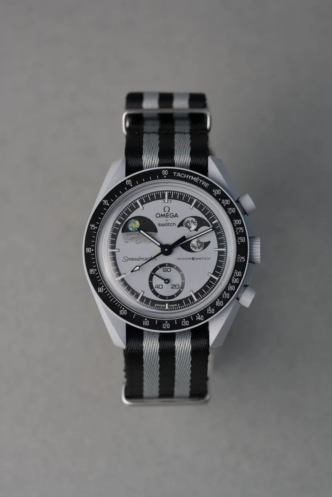 Military Fabric Strap 20mm-22mm - Black & Grey Striped - Image 3