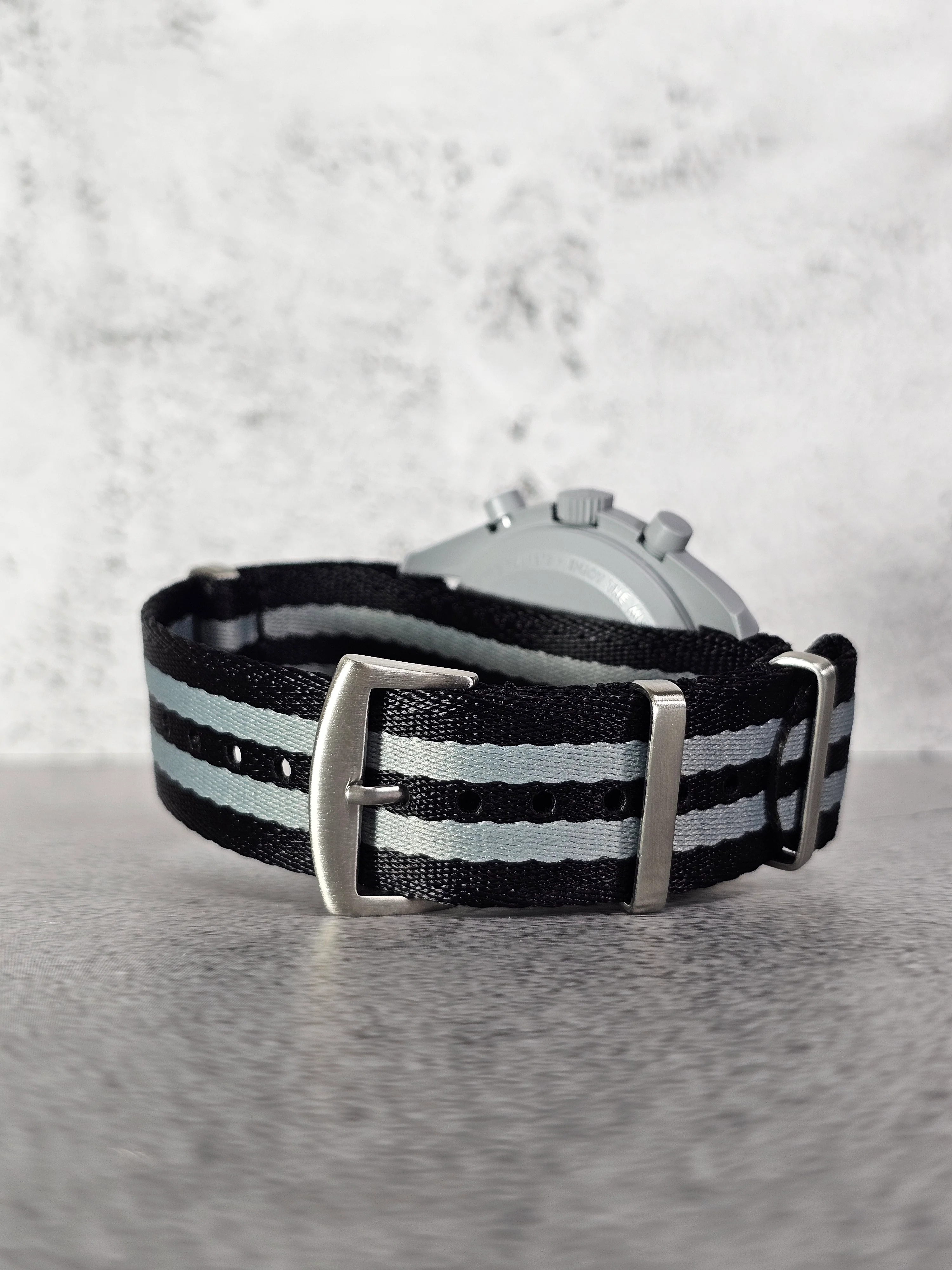 MoonSwatch Moon Military Strap — Black & Grey - Image 4