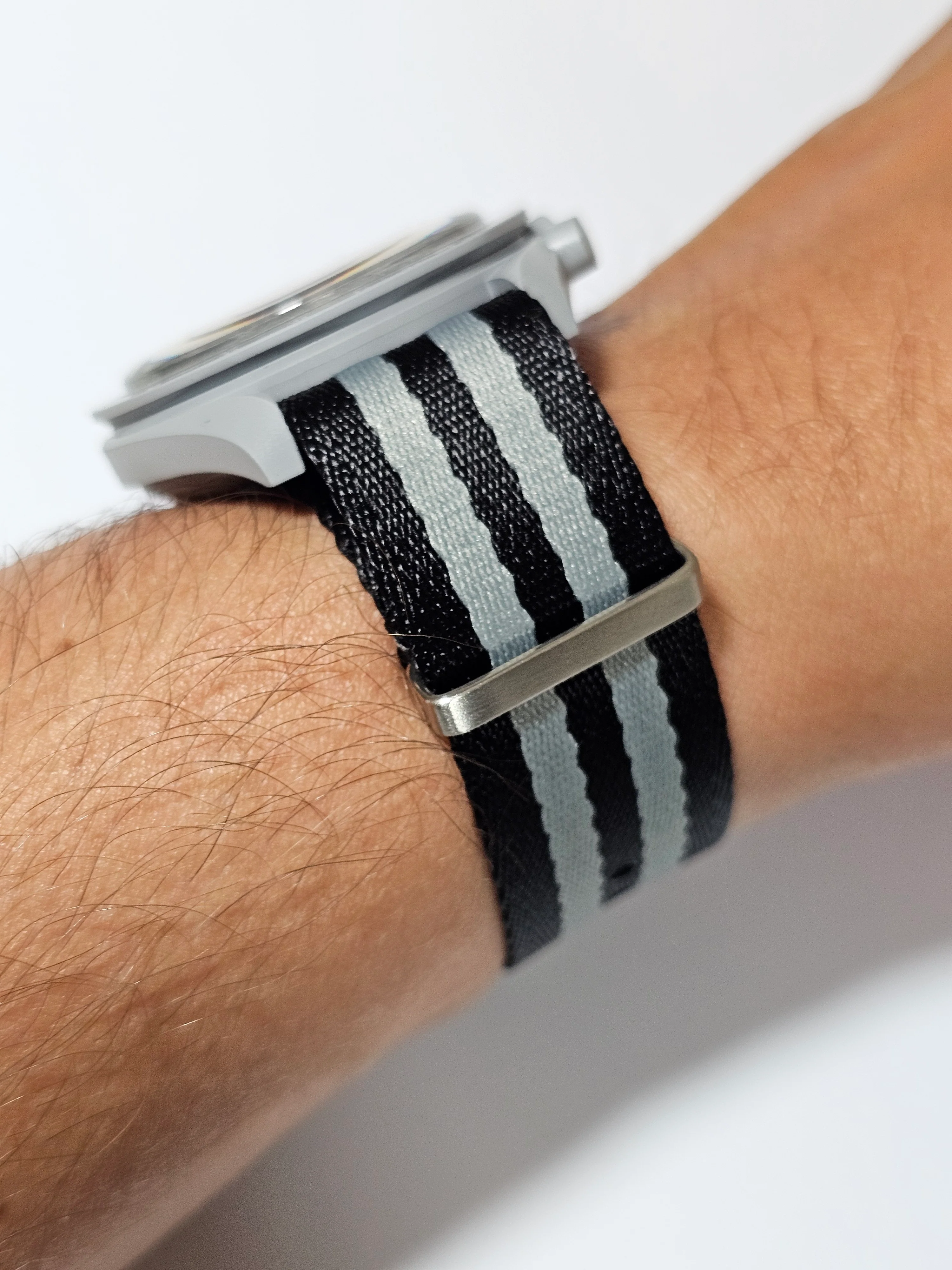 MoonSwatch EarthPhase Military Fabric Strap – Black & Grey - Image 7