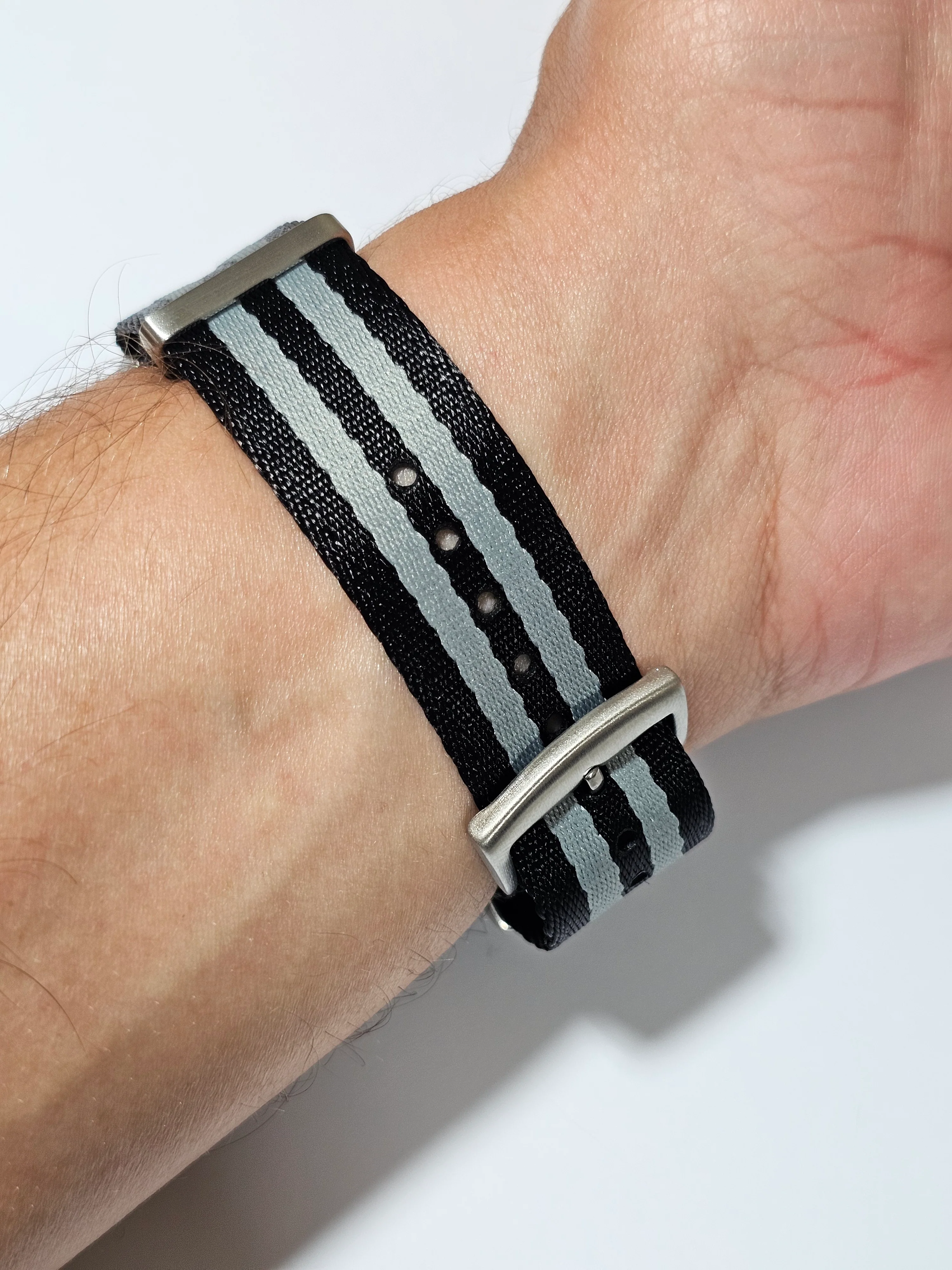 MoonSwatch EarthPhase Military Fabric Strap – Black & Grey - Image 8