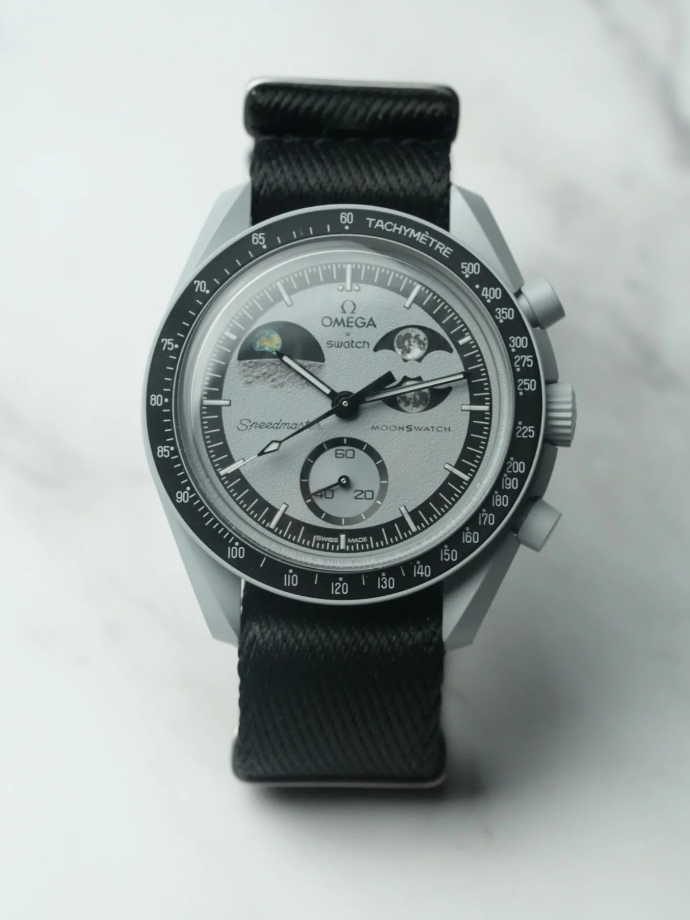 Military Fabric Strap for Omega x Swatch MoonSwatch – Mission to EarthPhase – Black - Image 4
