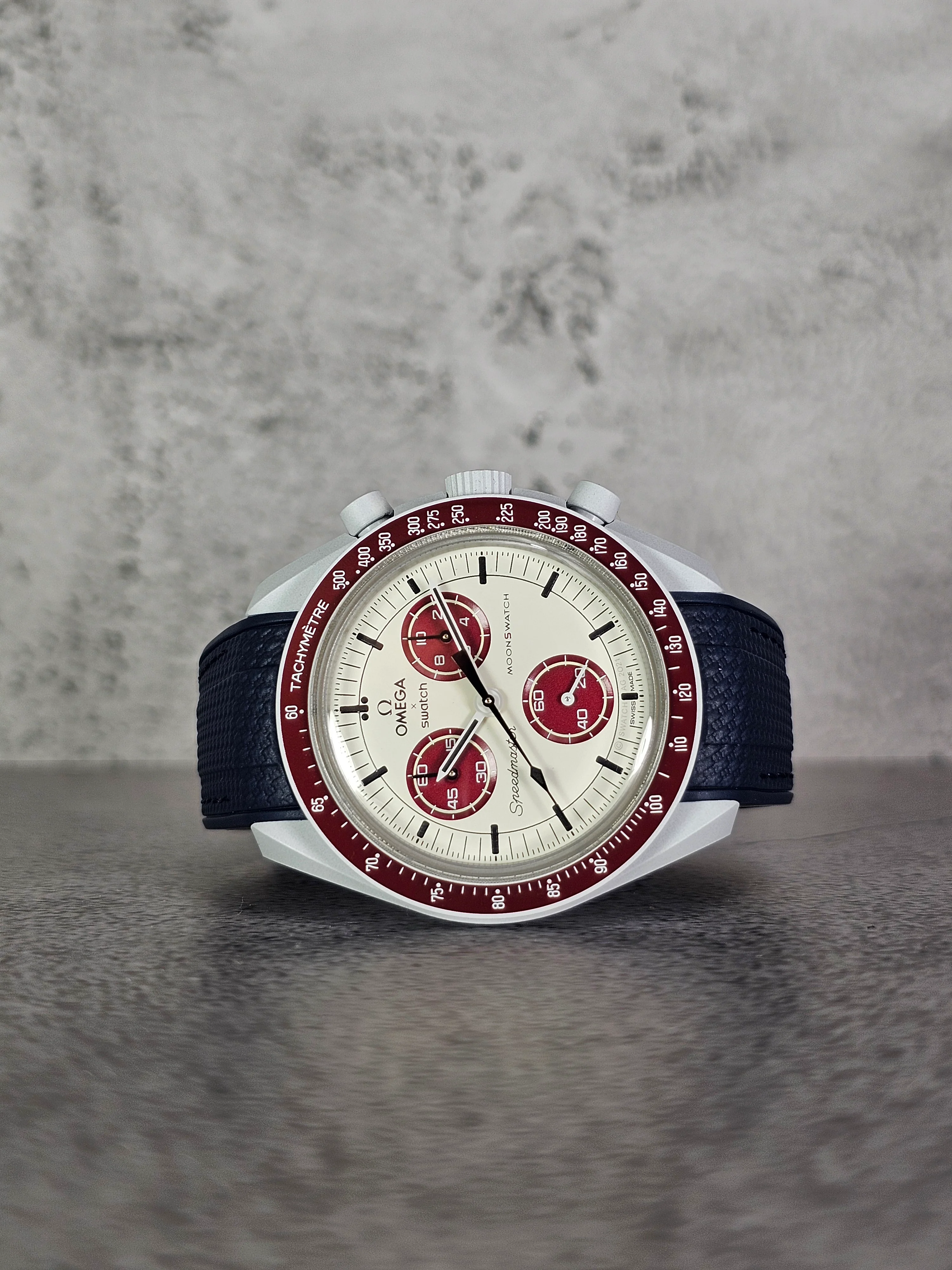 MoonSwatch Pluto Rubber Woven Strap — Navy - Image 3