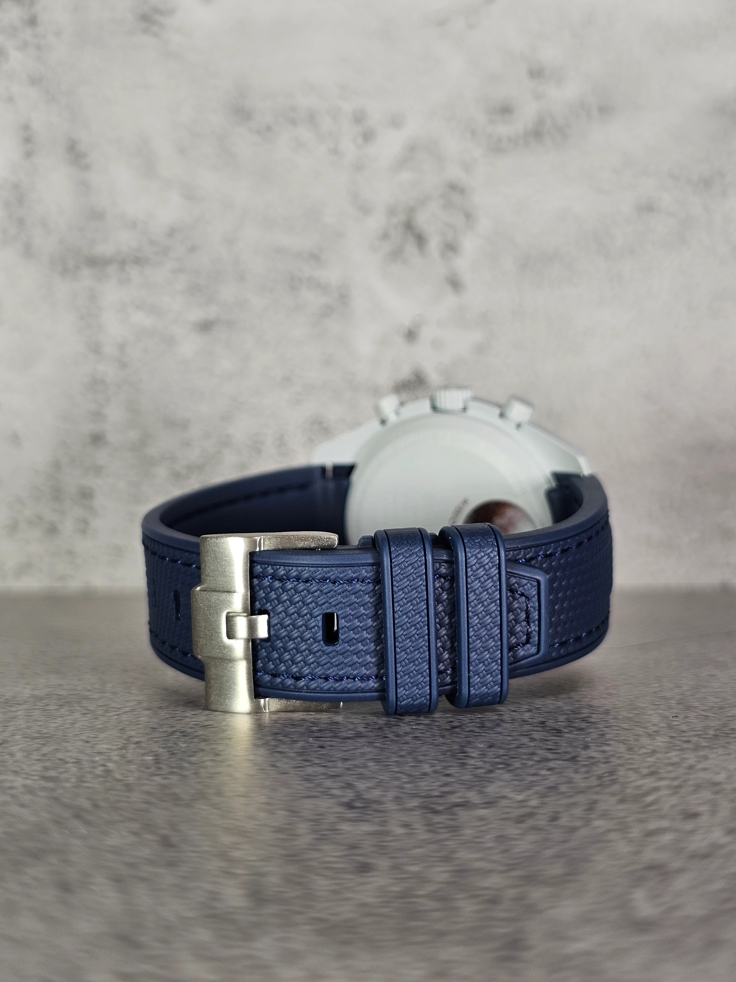 MoonSwatch Pluto Rubber Woven Strap — Navy - Image 4