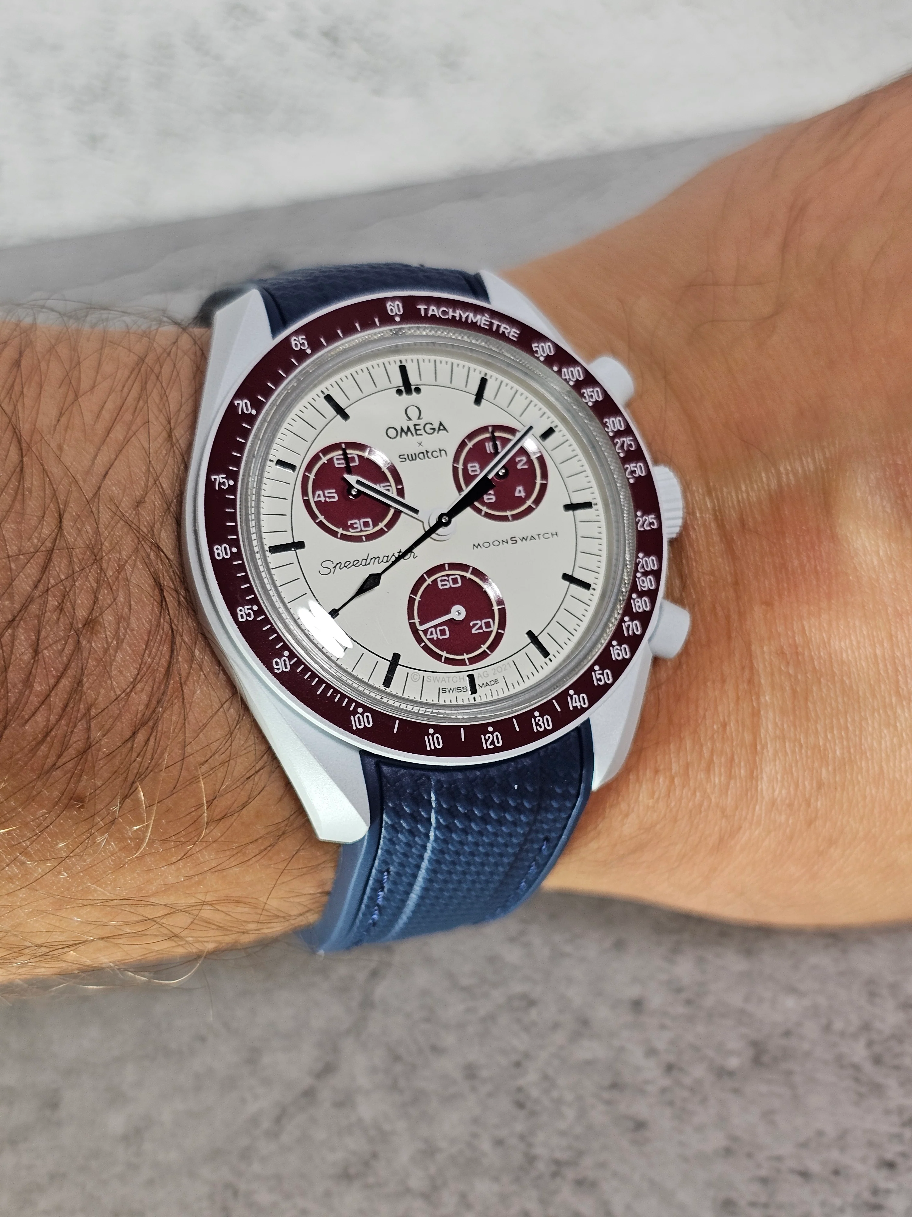 MoonSwatch Pluto Rubber Woven Strap — Navy - Image 5