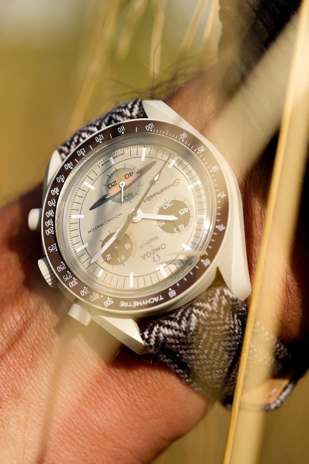 MoonSwatch Saturn Tweed Strap — Brown Herringbone - Image 4