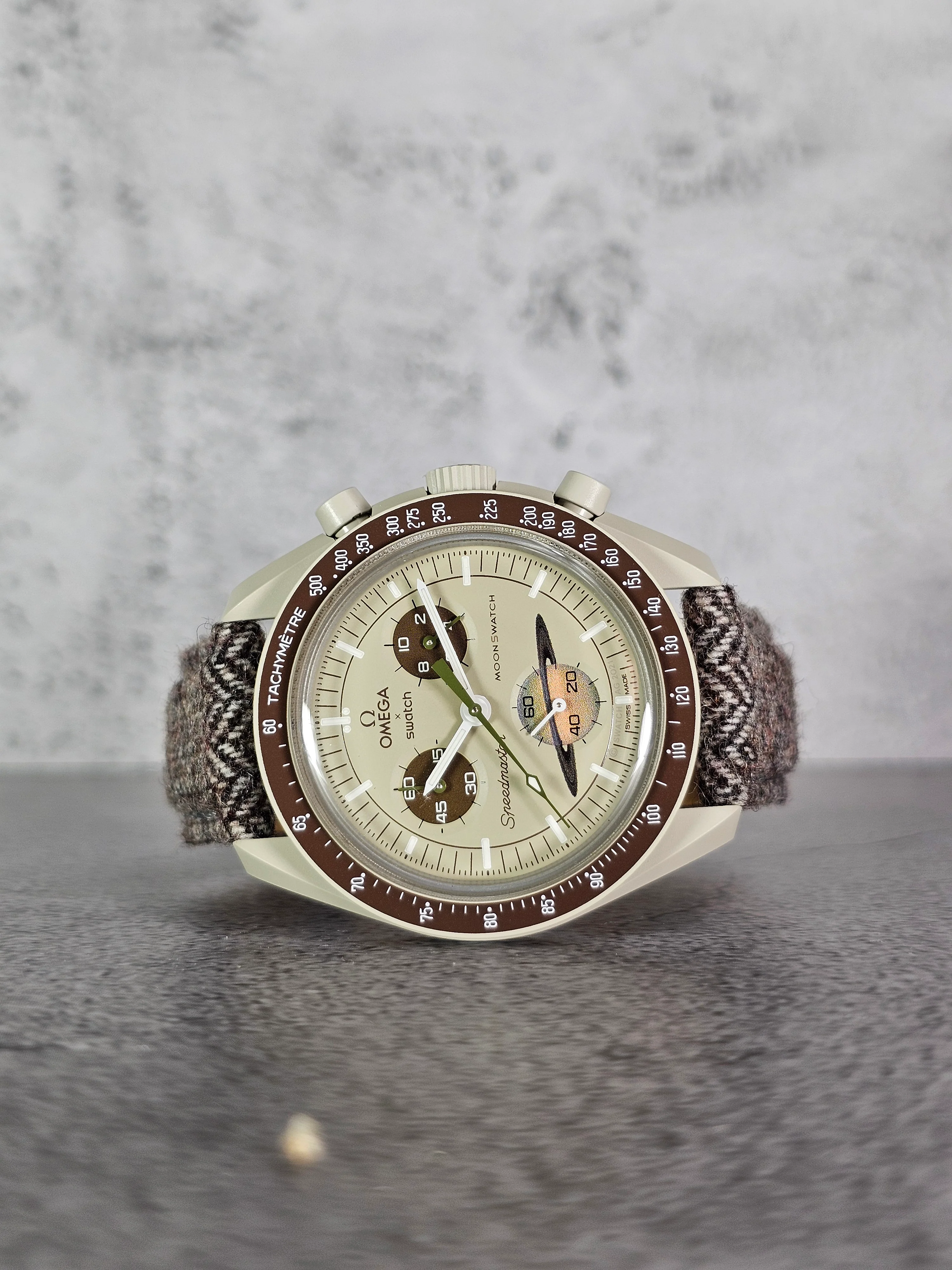MoonSwatch Saturn Tweed Strap — Brown Herringbone - Image 8