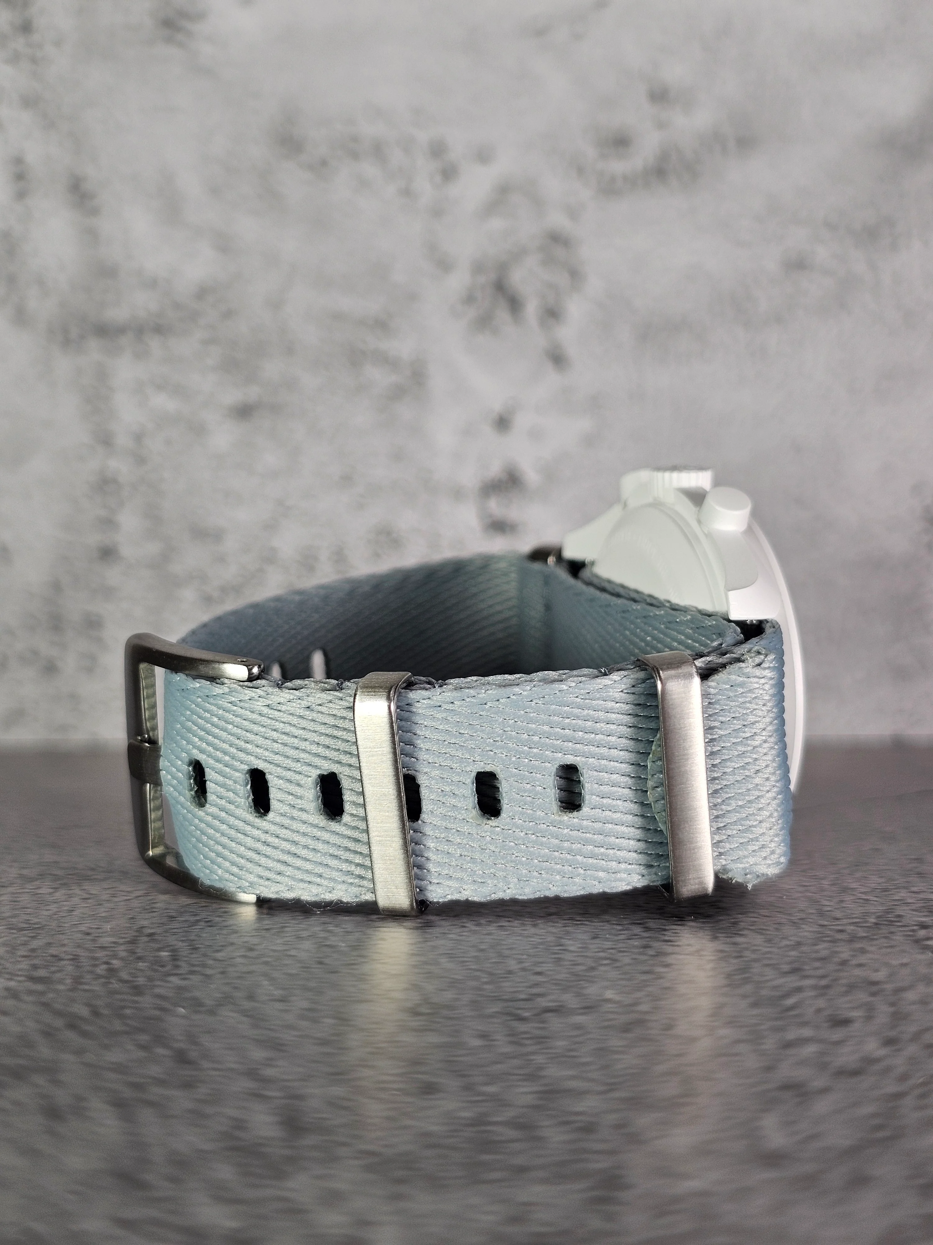 MoonSwatch Snoopy Military Fabric Strap – Silver - Image 5