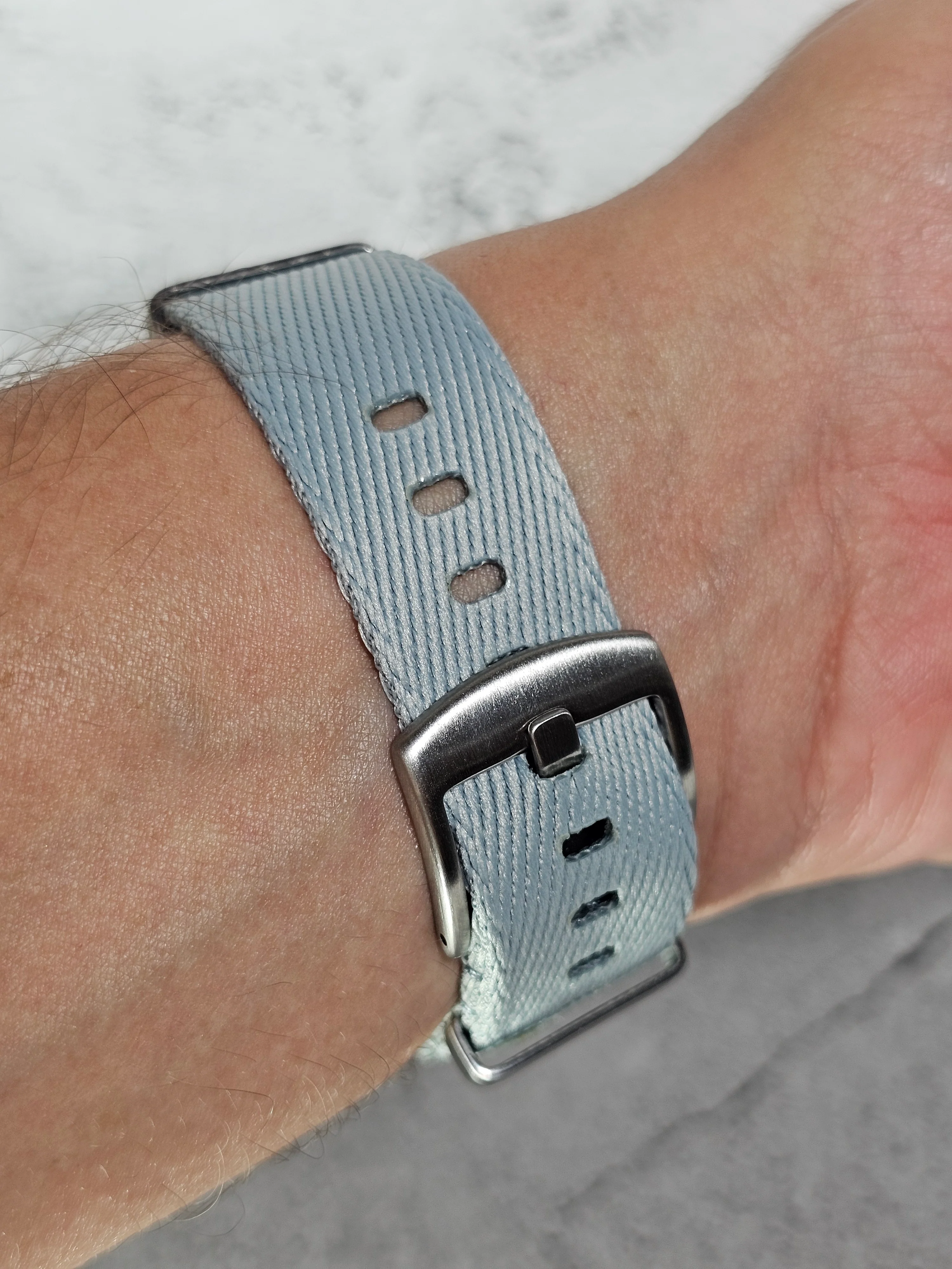 MoonSwatch Snoopy Military Fabric Strap – Silver - Image 6