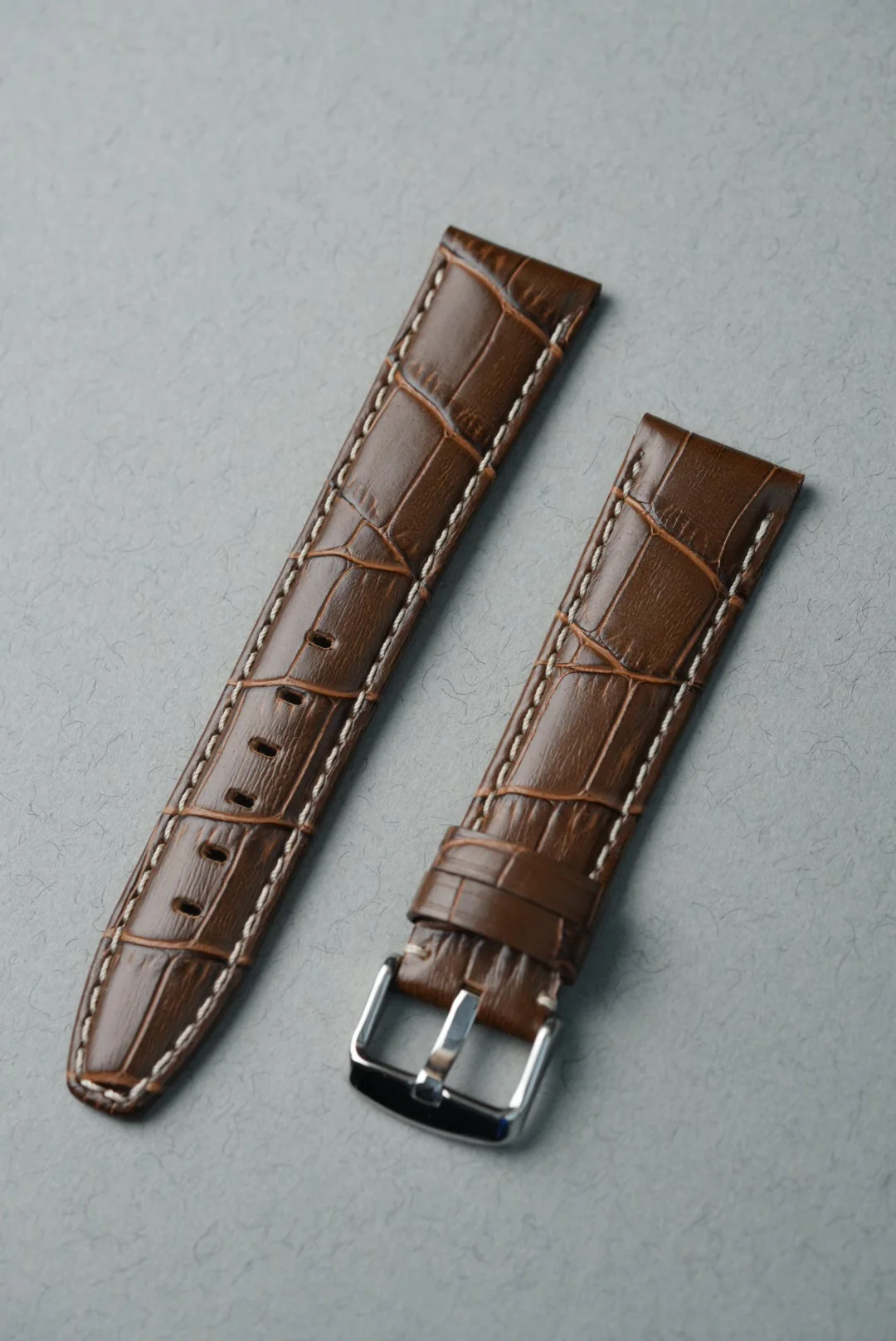 MoonSwatch Saturn Embossed Leather Strap — Brown - Image 3