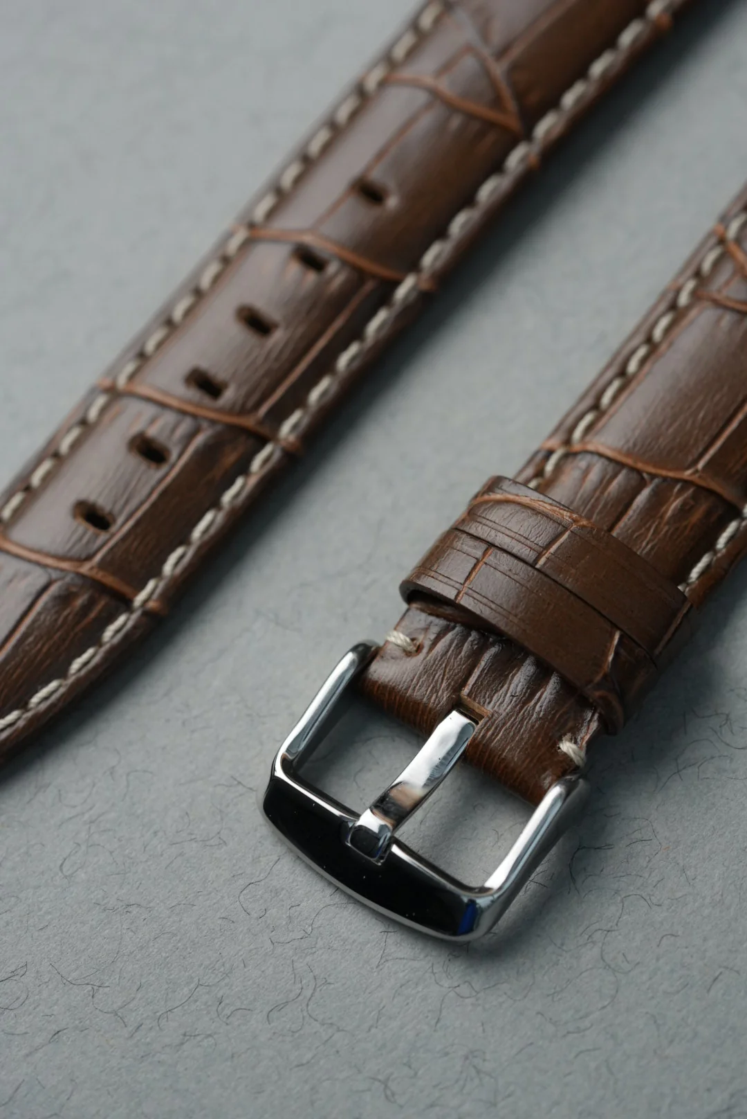 MoonSwatch Saturn Embossed Leather Strap — Brown - Image 5