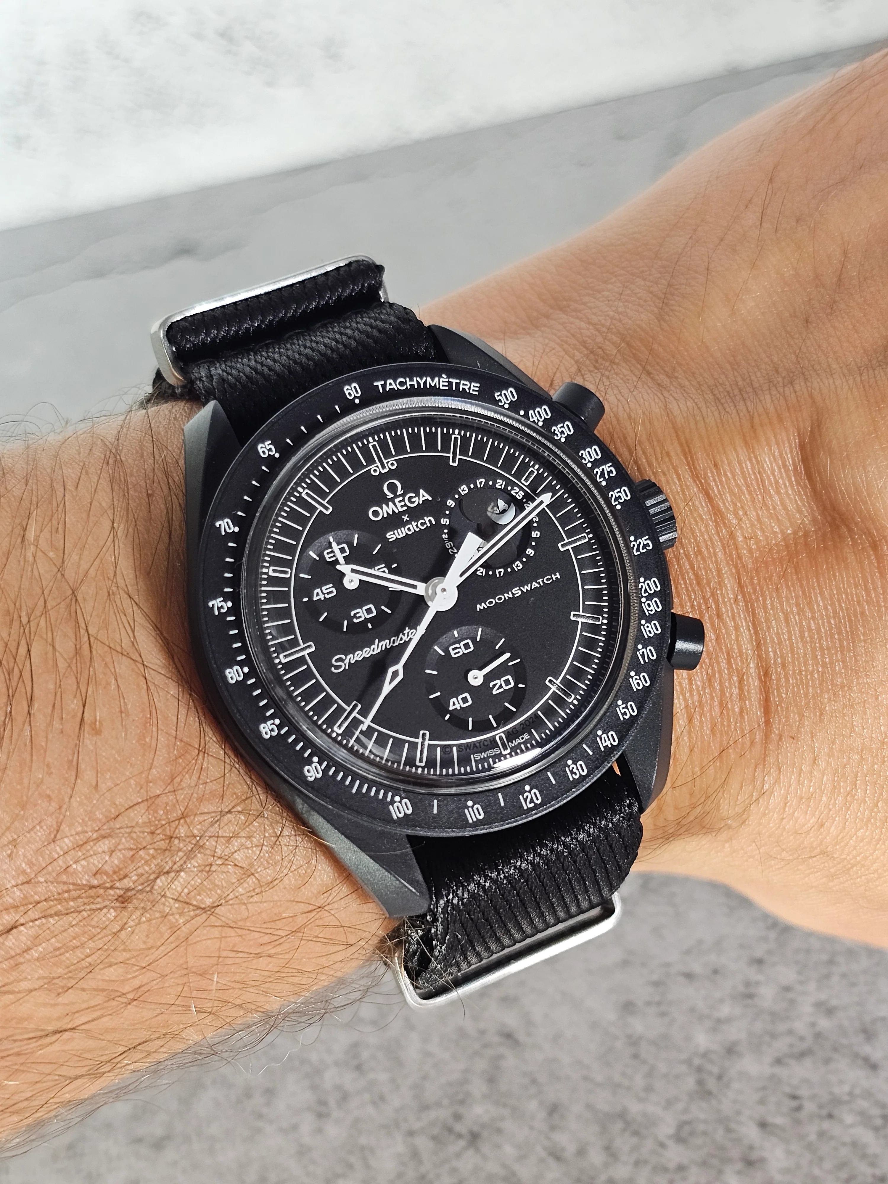 MoonSwatch Snoopy Military Fabric Strap – Black - Image 6