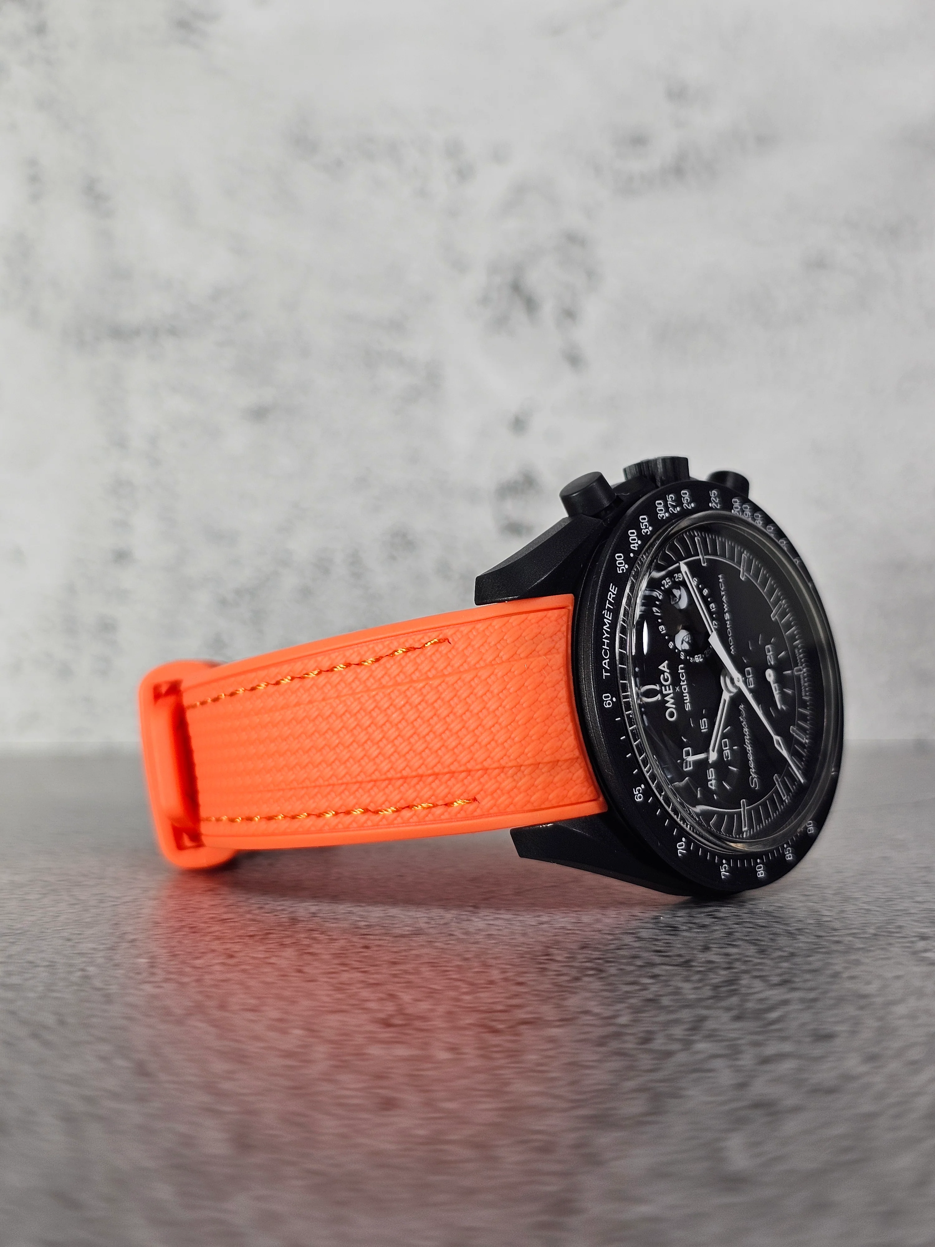 MoonSwatch Snoopy Rubber Woven Strap — Orange - Image 3