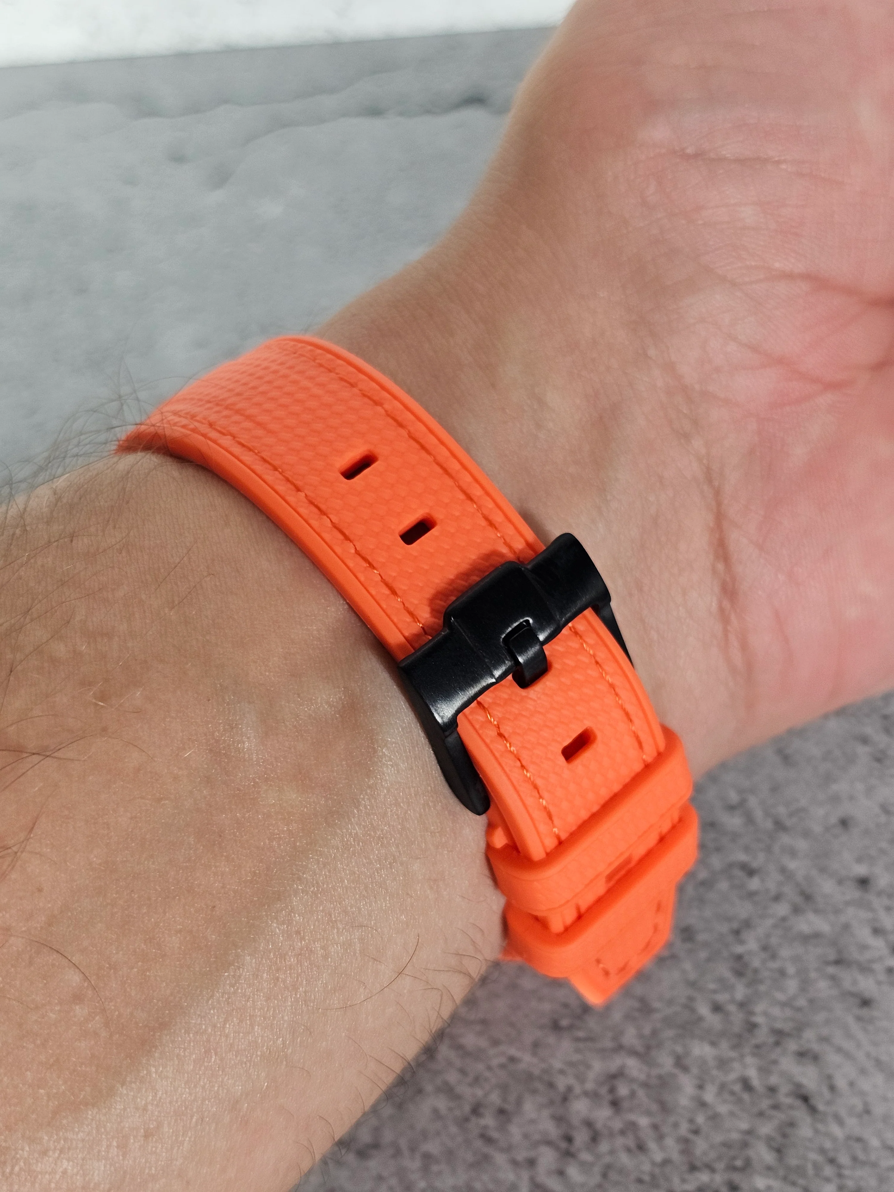 MoonSwatch Snoopy Rubber Woven Strap — Orange - Image 8