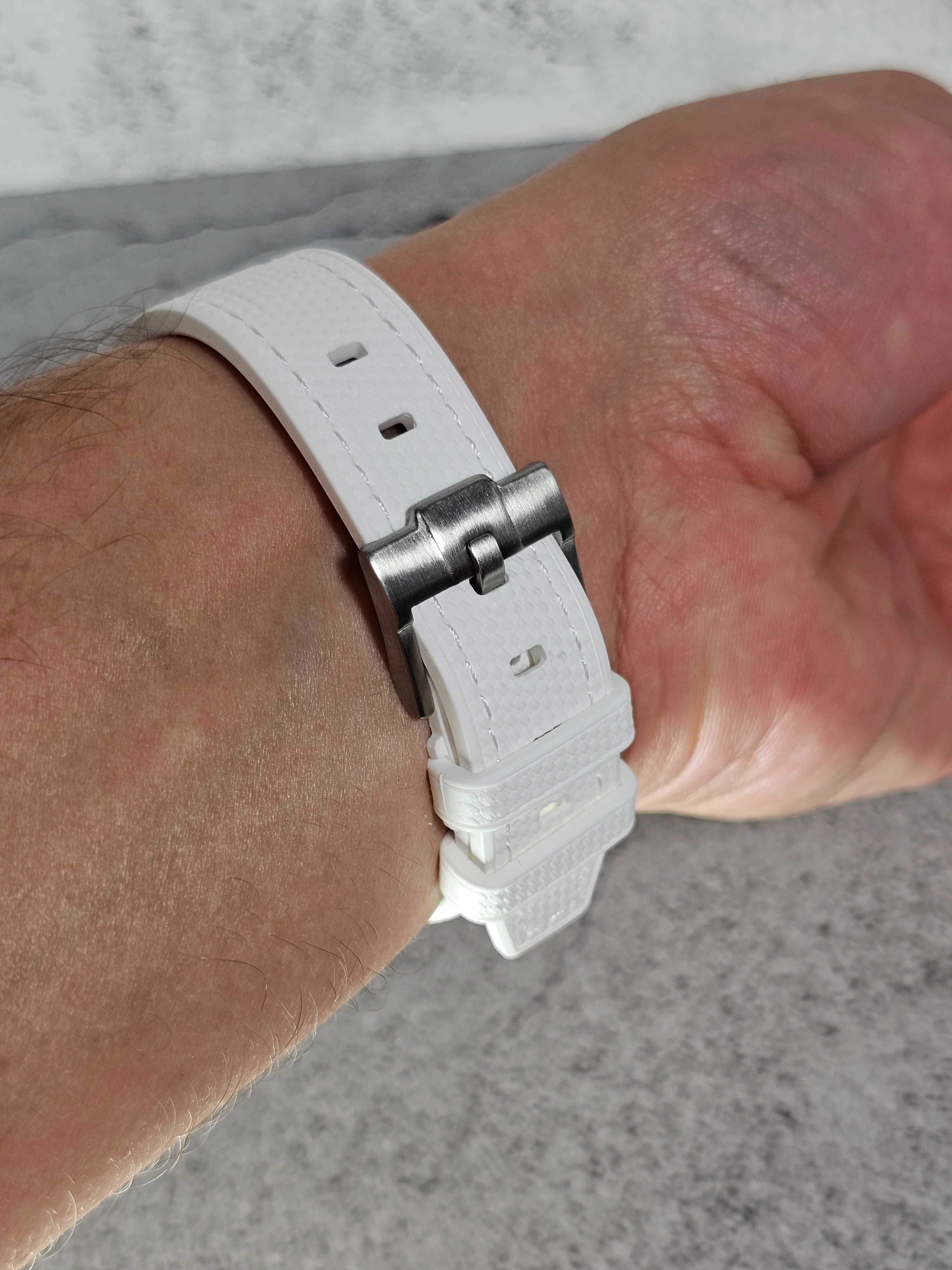 MoonSwatch Uranus Rubber Woven Strap — White - Image 5