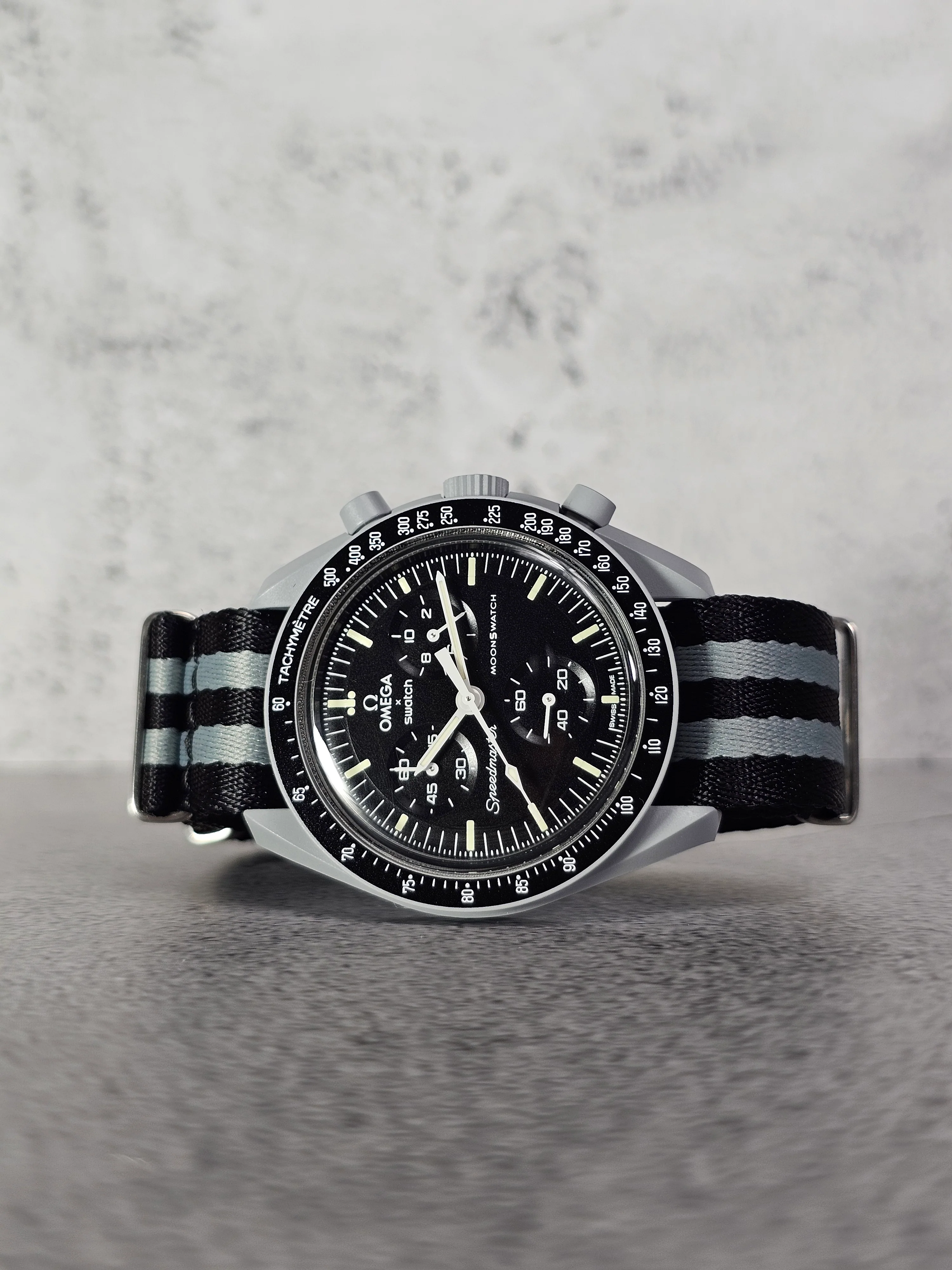 MoonSwatch Moon Military Strap — Black & Grey - Image 3
