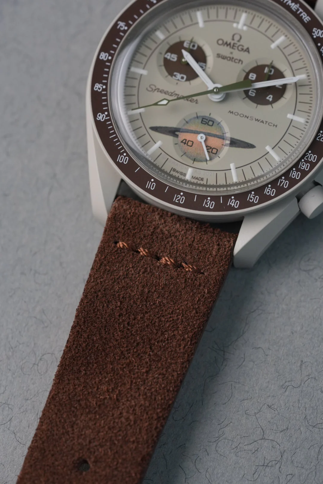 MoonSwatch Saturn Suede Strap — Brown - Image 3
