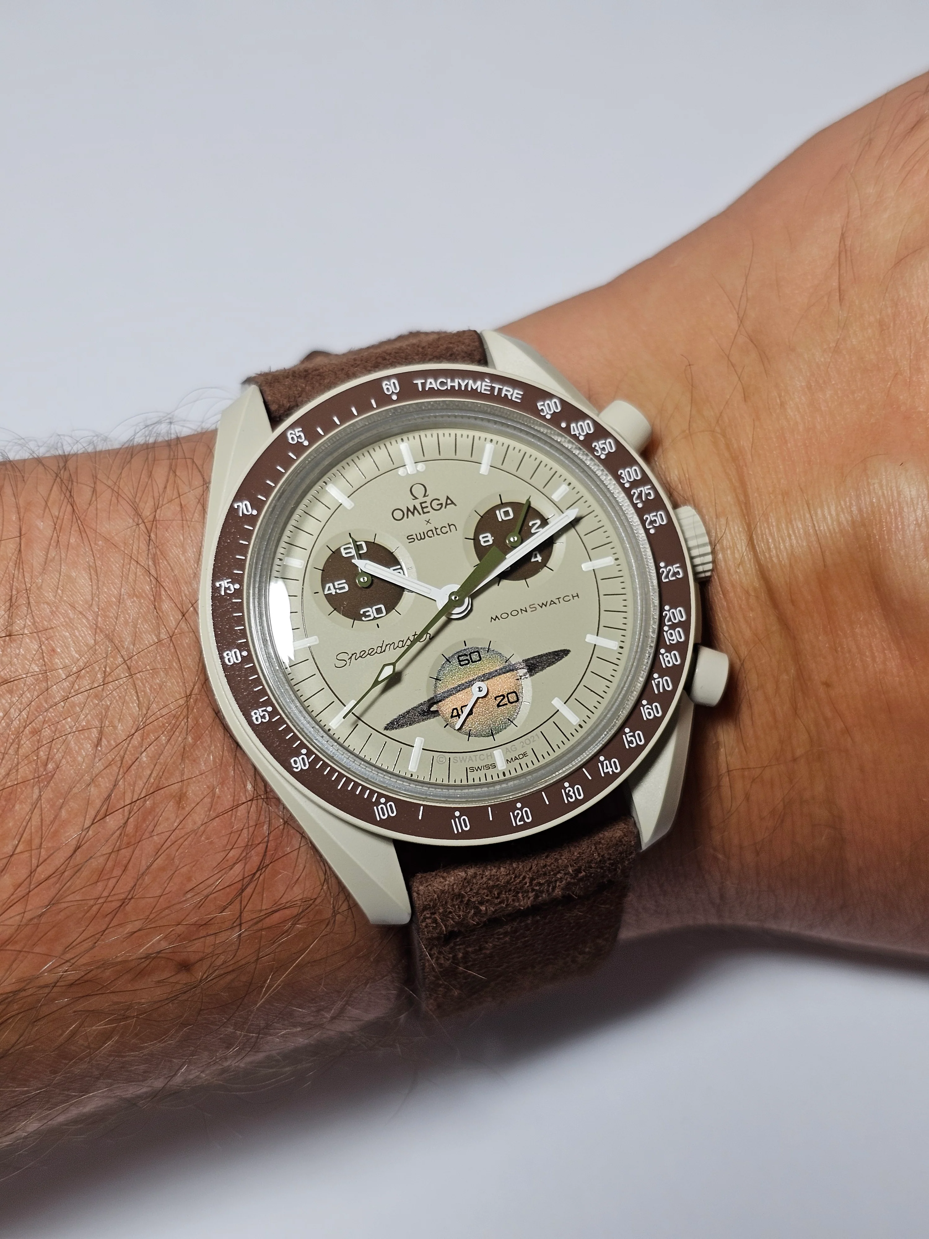 MoonSwatch Saturn Suede Strap — Brown - Image 7